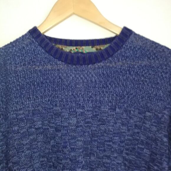 Men URBAN OUTFITTERS / KOTO Blue Cable Knit Cotton Crenwneck Sweater Size Medium - Picture 3 of 13